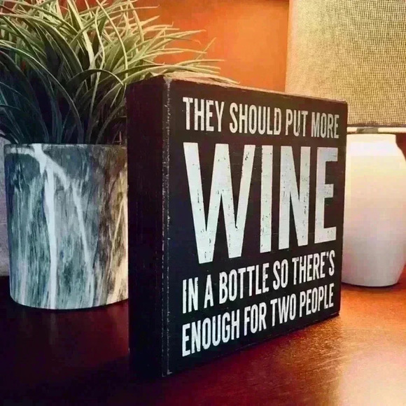 NEW - MORE WINE - Black Wooden Distressed Home Decor Sign - Picture 3 of 5